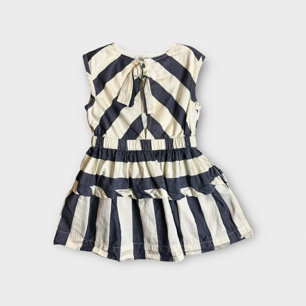 Crewcuts Striped Keyhole Back Bow Sleeveless Dress